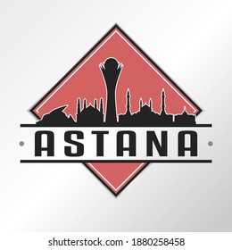 Astana, Nur-Sultan, Kazakhstan Skyline Logo. Adventure Landscape Design Vector City Illustration.