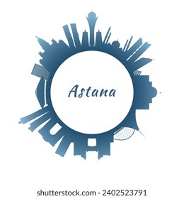 Astana skyline with colorful buildings. Circular style. Stock vector illustration.