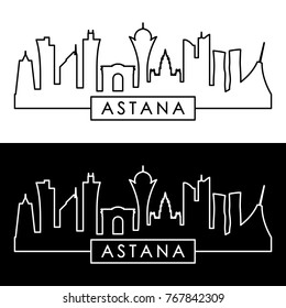 Astana skyline. Linear style. Editable vector file.