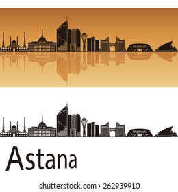 Astana skyline in orange background in editable vector file