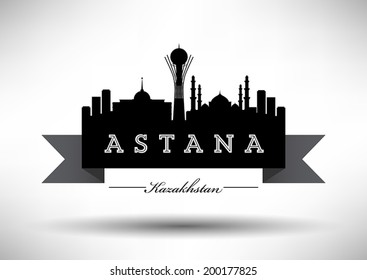 Astana Skyline with Typography Design