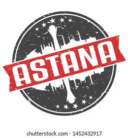 Astana Turkey Round Travel Stamp. Icon Skyline City Design. Seal Tourism Ribbon Seal Badge Illustration Clipart.