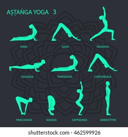 Astanga vinyasa yoga. Yoga poses. Asana.