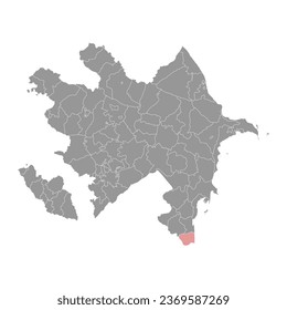 Astara district map, administrative division of Azerbaijan.