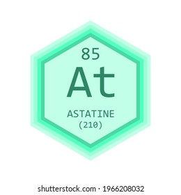 At Astatine Chemical Element Periodic Table. Hexagon gradient vector illustration, simple clean style Icon with molar mass and atomic number for Lab, science or chemistry education.