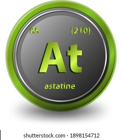 Astatine chemical element. Chemical symbol with atomic number and atomic mass. illustration