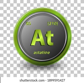 Astatine chemical element. Chemical symbol with atomic number and atomic mass. illustration