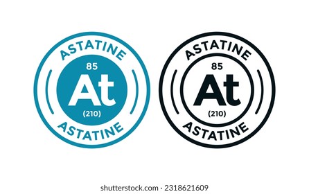 ASTATINE logo badge design. this is chemical element of periodic table symbol. Suitable for business, technology, molecule, atomic symbol 