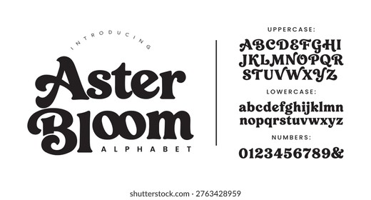 Aster Bloom Classy Retro Serif Font Alphabet Vector for Elegant Branding Fashion and Luxury Vintage Design