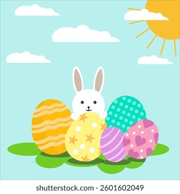 aster bunny background design illustration
