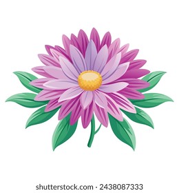 Aster Flower flat vector illustration