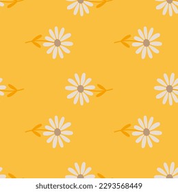 Aster flower seamless pattern. Little chamomile floral ornament wallpaper. Cute simple design for fabric, textile print, wrapping, cover. Vector illustration