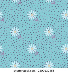 Aster Blume nahtloses Muster. Kleine Kamillengemälde mit Blumenmustern. Kleines Design für Stoff, Stoffdruck, Umhüllung, Abdeckung. Vektorgrafik