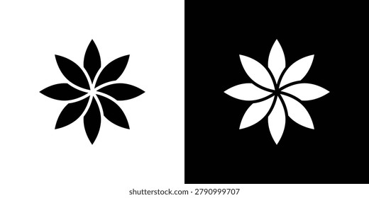 Aster icon vector. Black and white flat icons