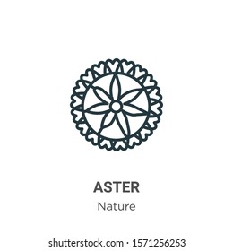 Aster outline vector icon. Thin line black aster icon, flat vector simple element illustration from editable nature concept isolated on white background