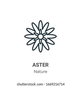 Aster outline vector icon. Thin line black aster icon, flat vector simple element illustration from editable nature concept isolated stroke on white background
