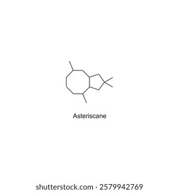 Asteriscane skeletal structure.Sesquiterpene compound schematic illustration. Simple diagram, chemical structure.