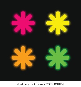 Asterisk Black Star Shape cuatro colores brillante neón vectorial icono