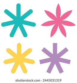 asterisk button on keyboard, the sign of language, snowflake icon in winter season, flower for decoration