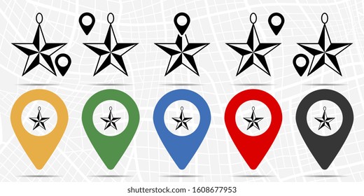 Asterisk, christmas tree toy icon in location set. Simple glyph, flat illustration element of christmas theme icons