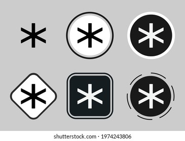 asterisk circle icon set. Collection of high quality black outline logo for web site design and mobile dark mode apps. Vector illustration on a white background	