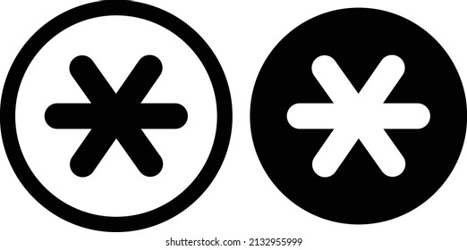 asterisk footnote in circle. asterisk icon on white background. star note sign. flat style.