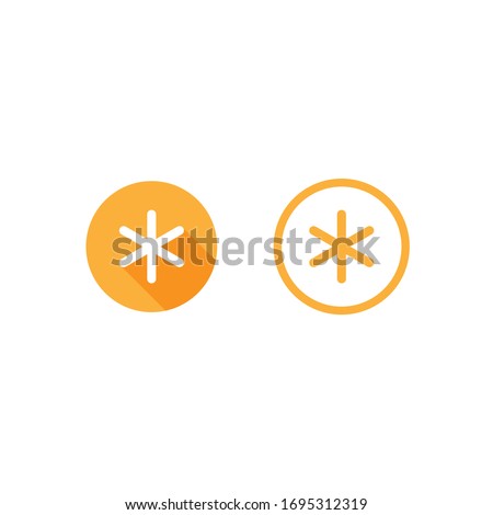 asterisk footnote in red circle. icons set. Asterisk sign. Flat icon of asterisk isolated on white background. Vector illustration. Star note symbol for more information