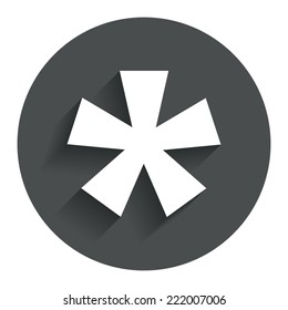 Asterisk footnote sign icon. Star note symbol for more information. Circle flat button with shadow. Modern UI website navigation. Vector