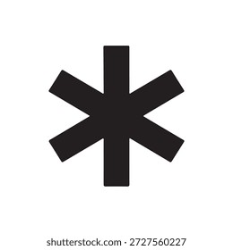Icono de asterisco. Icono plano de asterisco aislado sobre fondo blanco.