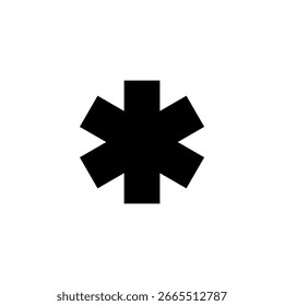 Sternchen-Symbol einzeln auf weißem Hintergrund. Schwarzes Sternsymbol mit sechs Punkten