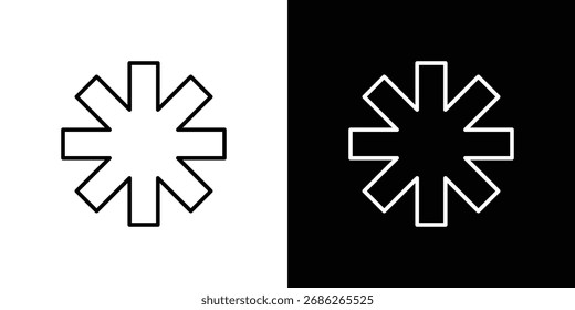 Diseños de Vector de logotipo de icono de asterisco. conjunto de iconos en trazos en blanco y negro