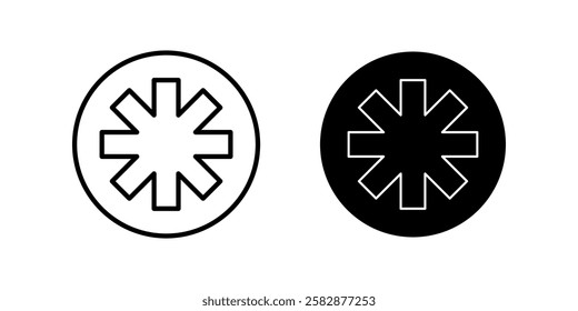 asterisk Icon set. Symbol isolated white background. vector illustration. color editable.