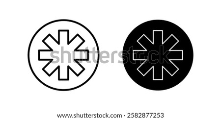asterisk Icon set. Symbol isolated white background. vector illustration. color editable.