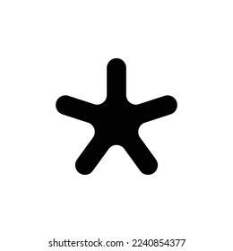 Asterisk icon. Asterisk sign. Flat rounded icon of five pointed asterisk isolated on white background. Vector illustration