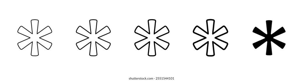 asterisk icon Simple thin line logo set