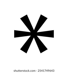 Asterisk icon vector. Star shape symbol. Black punctuation mark. Typographic emblem.