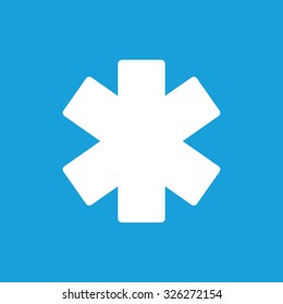 Asterisk icon, white simple image isolated on blue background