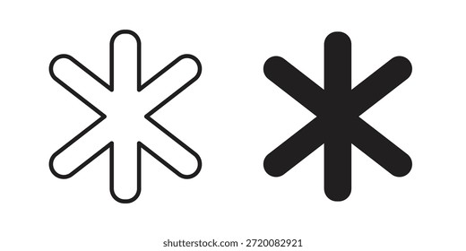 Sternchen-Symbole der schwarzen Farbe in verschiedenen Stilen