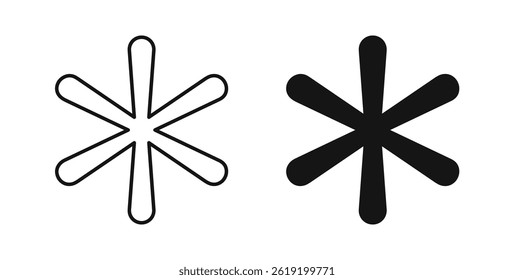 Asterisk icons set in black colors on white background