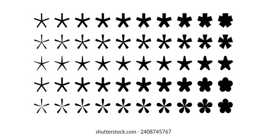 Asterisk icons set. asterisk sign vector geometric shapes symbol star mark vector illustration	