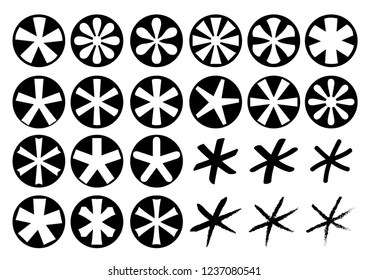 Asterisk icons set. Vector illustration.