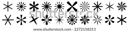 Asterisk icons set. Vector illustration isolated on white background