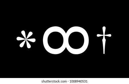 Asterisk, lemniscate and dagger as eternal eternity and ifinity between birth and death - immortality and immortal life.Vector illustration with symbols.