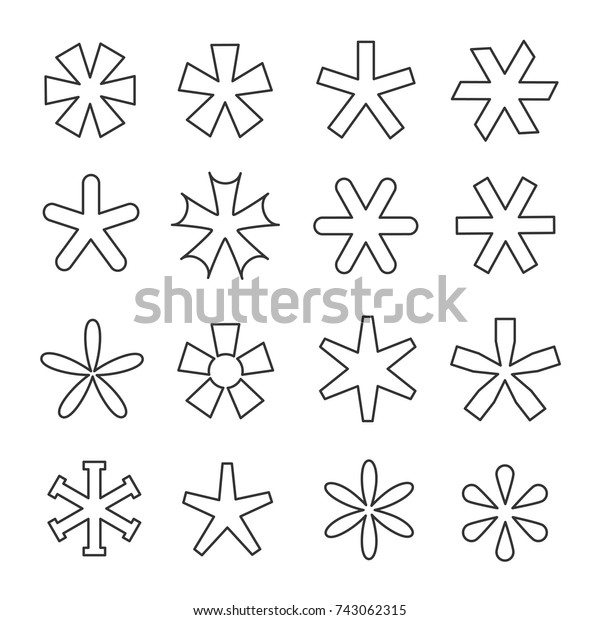 Asterisk Line Icon Set Printing Writing Stock Vector (Royalty Free ...