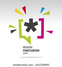 Asterisk mark modern colorful punctuation sign icon sticker