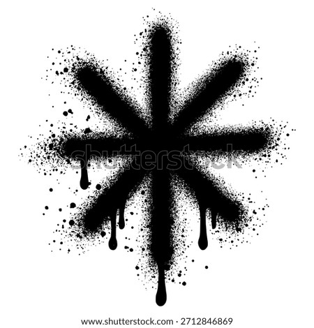 Asterisk mark sign graffiti with black spray paint. vector illustration.