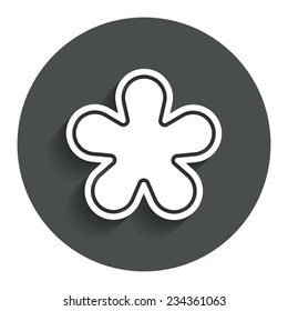 Asterisk round footnote sign icon. Star note symbol for more information. Gray flat button with shadow. Modern UI website navigation. Vector
