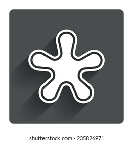 Asterisk round footnote sign icon. Star note symbol for more information. Gray flat square button with shadow. Modern UI website navigation. Vector