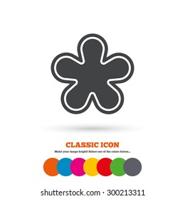 Asterisk round footnote sign icon. Star note symbol for more information. Classic flat icon. Colored circles. Vector