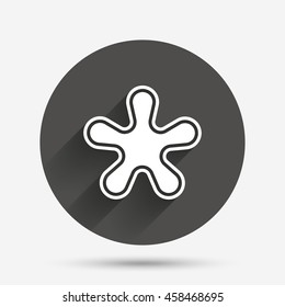 Asterisk round footnote sign icon. Star note symbol for more information. Circle flat button with shadow. Vector